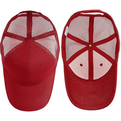 Falari Trucker Hat Baseball Cap Structured Plain Design 6 Panel, Adjustable Size - color: 1pk Burgundy
