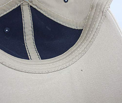 Washed Cotton Distressed with Heavy Stitching Adjustable Baseball Cap - color: Navy/Navy/Khaki