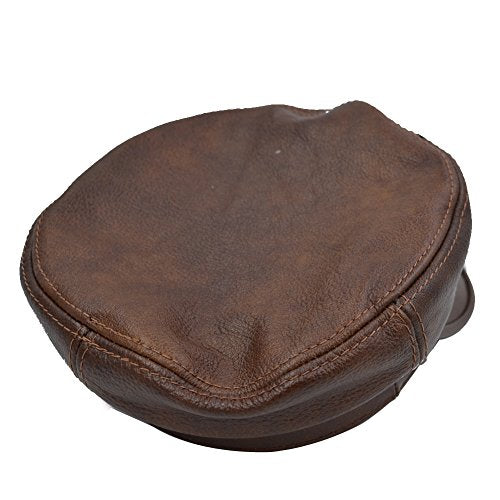 Adult Genuine Leather Fiddler Cap Flat Top Maciejówka Breton Style Mariner's Cap - color: Brown, size: Medium