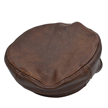 Adult Genuine Leather Fiddler Cap Flat Top Maciejówka Breton Style Mariner's Cap - color: Brown, size: Medium