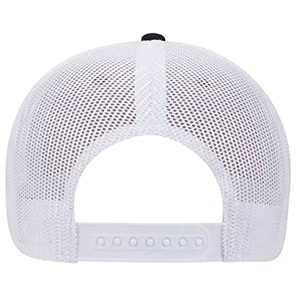 Ashen Fane 6 Panel Low Profile Contrast Vertical Mesh Back Snapback Hat - color: Blk/Red/Wht