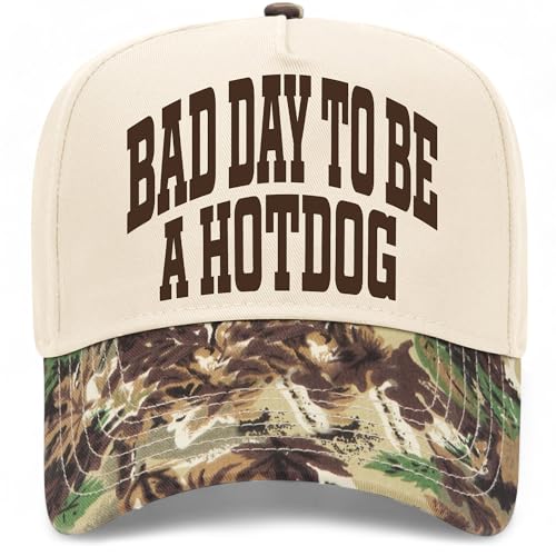 Bad Day to Be A Hotdog Collegiate Hat - color: Woodland Camo/Natural