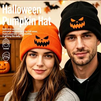 American Flag Beanie, USA Embroidered Winter Hat for Women Men - color: Halloween-1