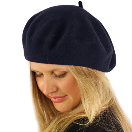 Classic Winter 100% Wool Warm French Art Basque Beret Tam Beanie Hat Cap - color: Navy