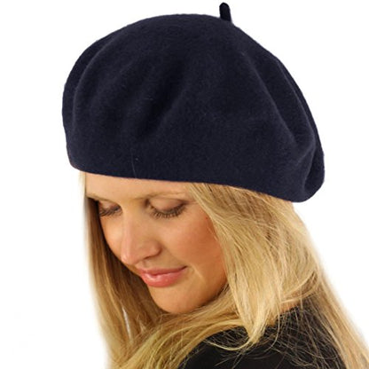 Classic Winter 100% Wool Warm French Art Basque Beret Tam Beanie Hat Cap - color: Navy
