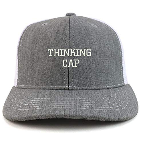 Trendy Apparel Shop Thinking Cap Washed Two Tone Trucker Baseball Cap - color: Heather White