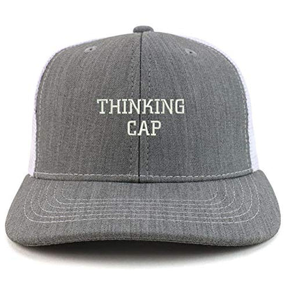 Trendy Apparel Shop Thinking Cap Washed Two Tone Trucker Baseball Cap - color: Heather White