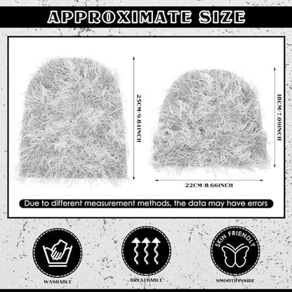 Chuarry Distressed Knitted Beanie Fuzzy Winter Hat - color: Assorted Gray White