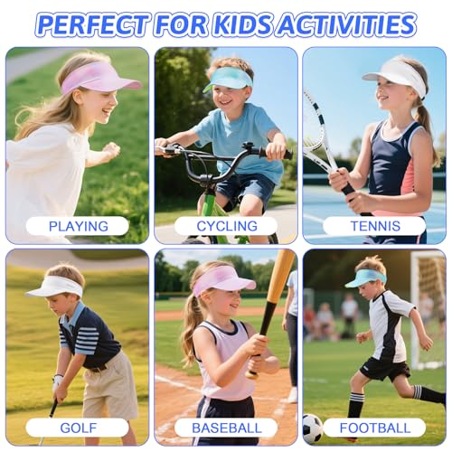 Kids Sun Visor Hats for Girls Boys, Packable Cooling Stretchy Visor - color: Pink
