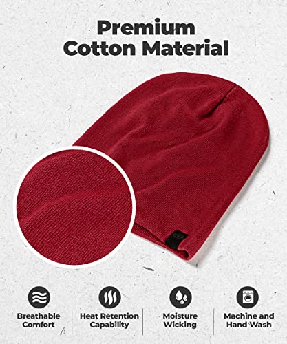 Warm Slouchy Beanie Hat - Deliciously Soft Daily Beanie in Fine Knit - color: Maroon