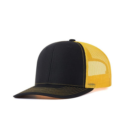 TOPTIE 6-Panel Baseball Cap, Adjustable Snapback Trucker Hat with Mesh - color: Black/Yellow
