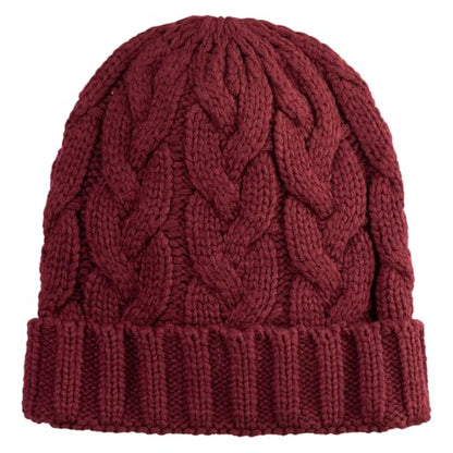 e4Hats.com Chunky Cable Knit Cuff Long Beanie - color: Burgundy
