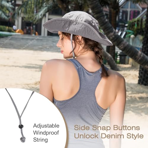 Bucket Hat UV Protection Sun Hat, Boonie Fishing Safari Hats for Outdoors - color: Grey