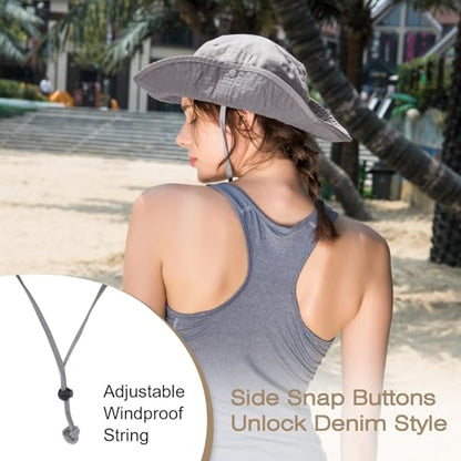 Bucket Hat UV Protection Sun Hat, Boonie Fishing Safari Hats for Outdoors - color: Grey