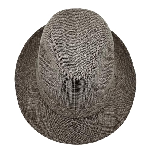 Men's 20s Trilby Fedora Short Brim Panama Hat Unisex Casual Jazz Cap - color: Light Grey, size: Medium-Large