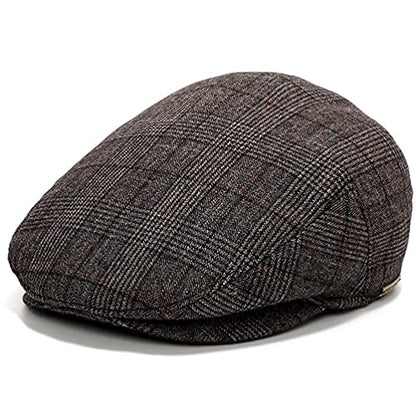 Men's Newsboy Hat with Earflaps Flat Ivy Caps Irish Cabbie Cap - color: Dark Coffee