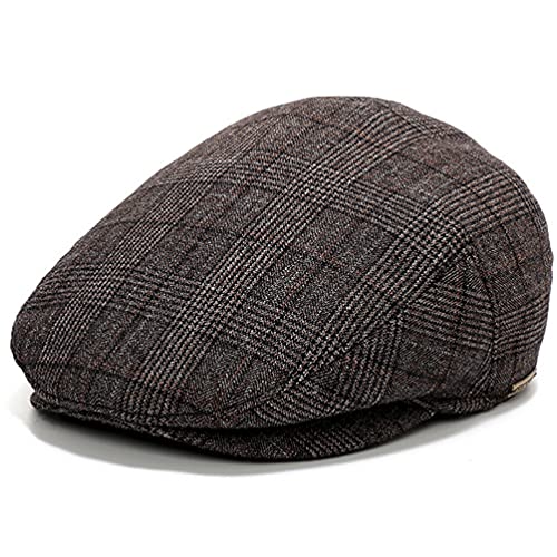 Men's Newsboy Hat with Earflaps Flat Ivy Caps Irish Cabbie Cap - color: Dark Coffee