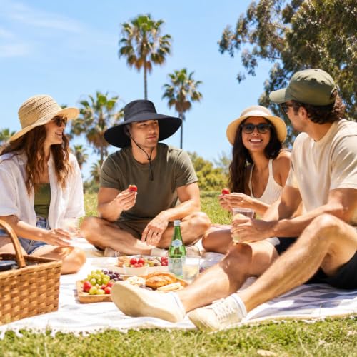 Wide Brim Sun Hat for Men Women UV Protection Bucket Fishing Hats - color: Black Solid