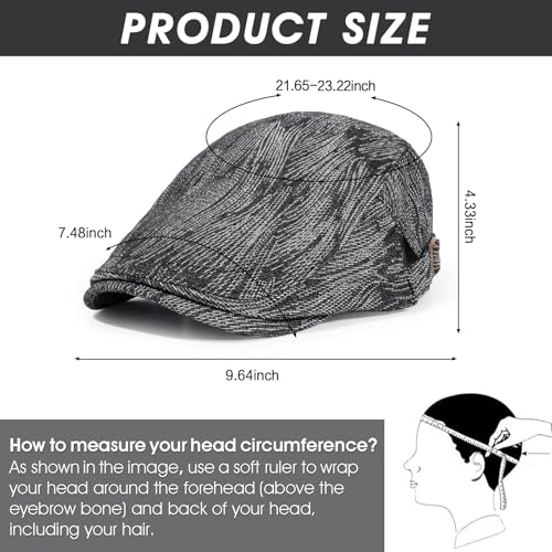 2Pcs Men's Newsboy Cap Cotton Flat Ivy Gatsby Driving Hat - color: Nz1-black+deepblue