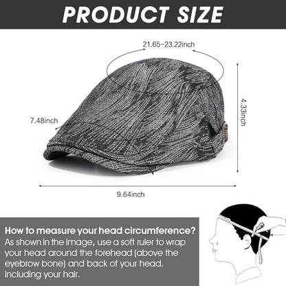 2Pcs Men's Newsboy Cap Cotton Flat Ivy Gatsby Driving Hat - color: Nz1-black+deepblue