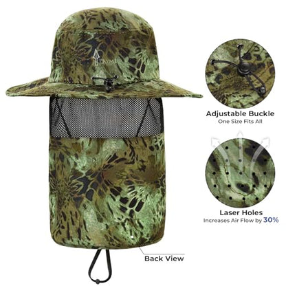 KastKing Sol Armis UPF 50 Boonie Hat for Sun Protection,Men Women - color: Green (With Shield)