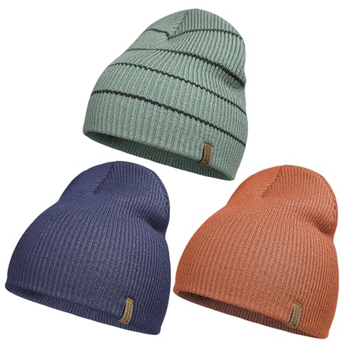 OUTDOOR SHAPING Unisex Knit Beanie Hat - Warm Durable Soft Skull Cap for Men & Women - color: Combo D