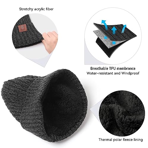 OZERO Winter Beanie for Men Women,Thermal Knit Soft Fleece Lined Hats - color: 2pack Gray&gray