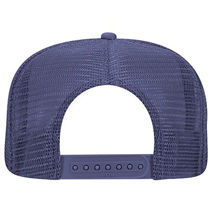 OTTO SNAP Round Flat Visor High Crown Mesh Back 5 Panel Trucker Snapback - color: Navy