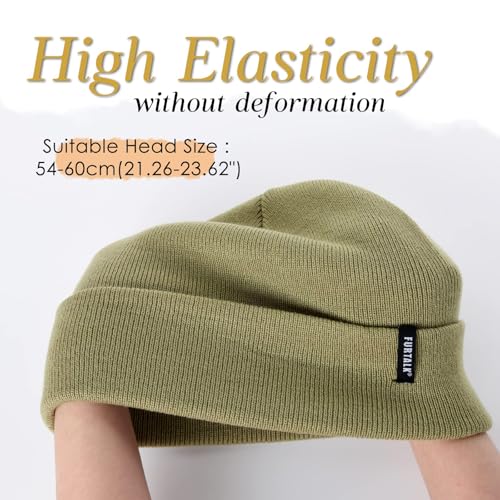 FURTALK Beanie Hat for Men Women Winter Hats for Women Men Soft Warm Unisex Cuffed Beanie Knitted Skull Cap - color: Ae-olive