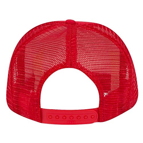 OTTO Polyester Foam Front Youth 5 Panel High Crown Trucker Hat - color: Red