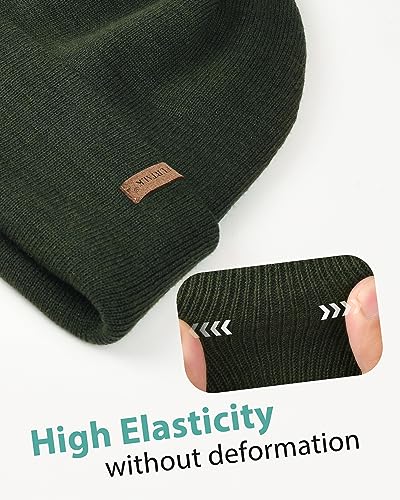 FURTALK Beanie for Men Women Cuffed Thick Knitted Winter Hat Skull Cap - color: Mix Army Green