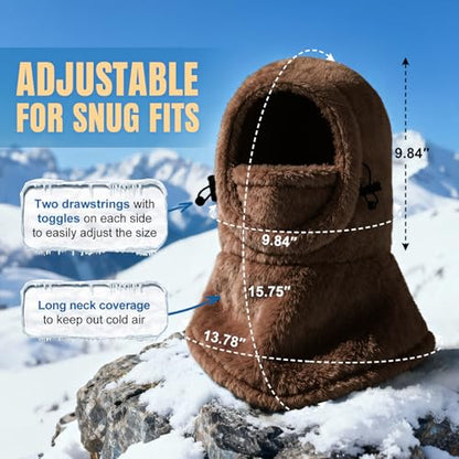 Ski Mask Kids Balaclava, Winter Ski Face Mask Cover, Fleece Hats for Kids - color: Brown