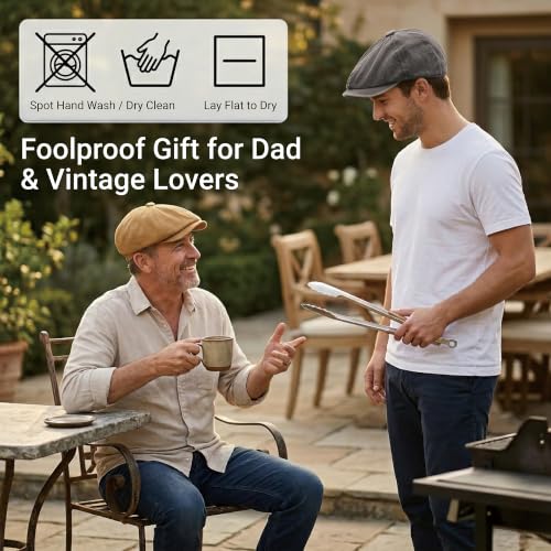 ZLYC Newsboy Cap for Men Summer Flat Cap Lightweight Beret Hat - color: Plain Khaki
