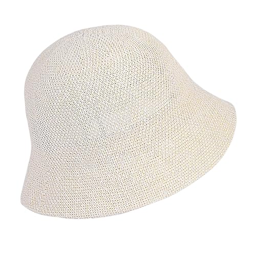 Eigso Womens Mesh Woven Bucket Hats Summer Outdoor Beach Straw Bucket Hat for Woman Packable Beach Hat - color: B1 : White