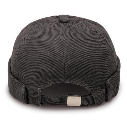 Corduroy Brimless Hat for Men Women Sailor Docker Cap Cuff Harbour Beanie Hat - color: Grey