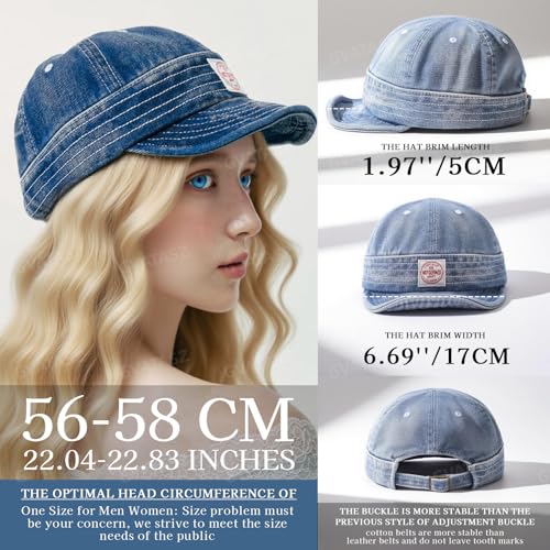 Denim Short Brim Hats for Men Women Stylish Short Bill Baseball Cap Soft Flat Brim Snapback Trucker Hat Cadet Cap - color: Mg-dym2574-denim Blue