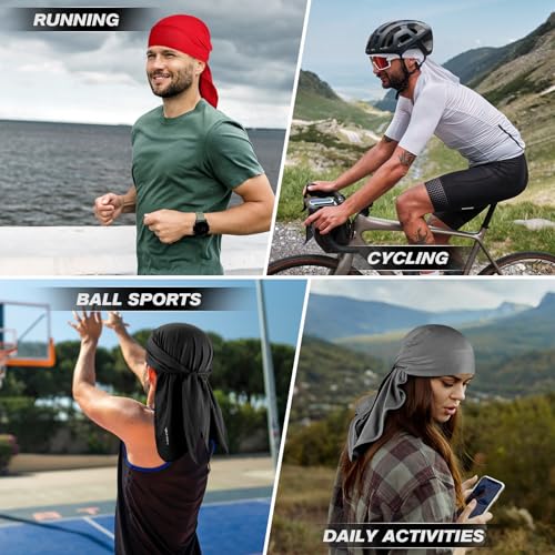 YANIKY Bandanas Skull Caps for Men, Do Rag Women Breathable Helmet Liner - color: Red