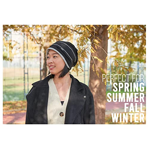 CHARM Slouchy Cotton Summer Beanie Hat - Mens Soft Lightweight Knit Womens Baggy Slouch - color: Black