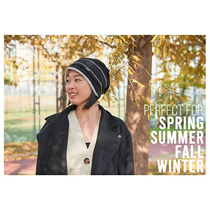 CHARM Slouchy Cotton Summer Beanie Hat - Mens Soft Lightweight Knit Womens Baggy Slouch - color: Black