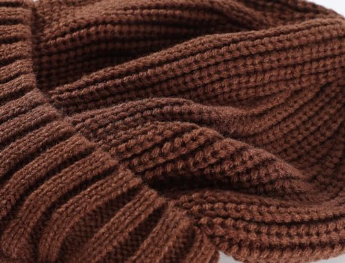 Home Prefer Men's Winter Hat Thick Knit Beanie Cap with Visor Newsboy Beanie Hat - color: Walnut