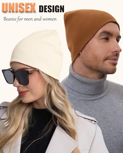 100% Cotton Beanie Hat Cuffless Beanies Warm Knit Winter Skull Cap - color: 1pcs-coffee