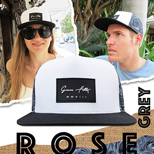Grace Folly Trucker Hat for Men & Women. Snapback Mesh Caps - color: Rose- Gray