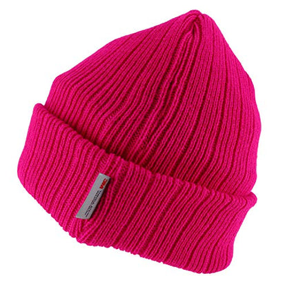Armycrew 3M Thinsulate Insulation Fleece Lined Long Cuff Ribbed Beanie - color: Neon Pink