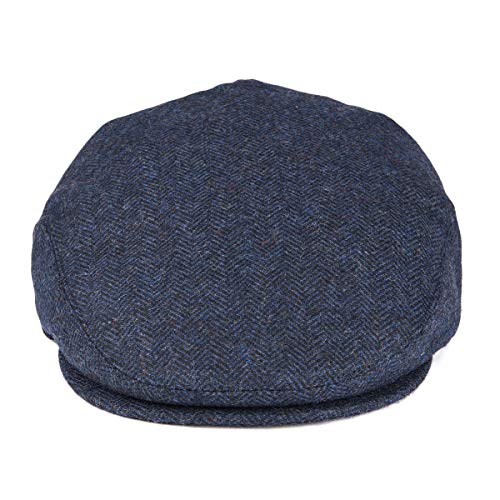 VOBOOM Men's Herringbone Flat Ivy Newsboy Hat Wool Blend Gatsby Cabbie Cap - color: Navy, size: 7 3/8