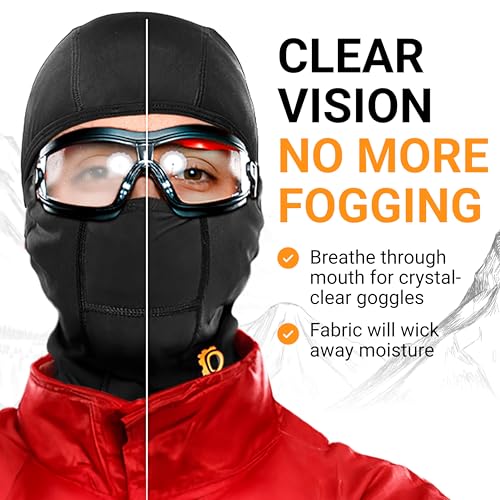 GearTOP Balaclava Ski Mask for Men and Women, Winter Motorcycle Face Mask - color: Black