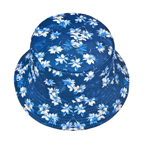 Quanhaigou Reversible Printed Bucket Hat,Summer Beach Outdoor Cap - color: Hibiscus Flower