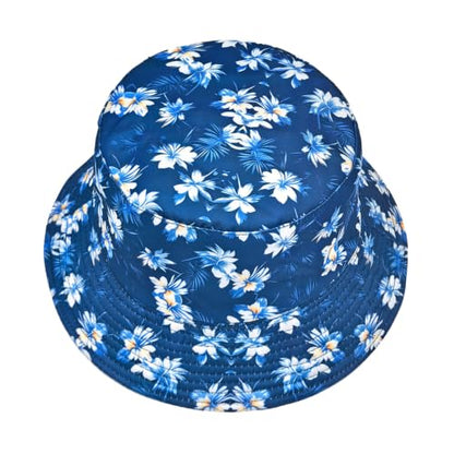Quanhaigou Reversible Printed Bucket Hat,Summer Beach Outdoor Cap - color: Hibiscus Flower