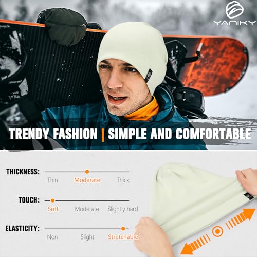 YANIKY Slouchy Beanie for Women, Mens Soft Cotton Beanie Hat, Double Layer Windproof Skull Cap for All Seasons - color: Light Green