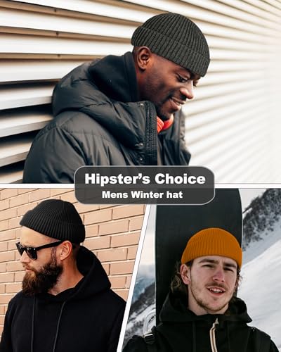 Short Fisherman Beanie for Men Women Wool Fleece Lined Winter Hat - color: 1pcs-dark Gray