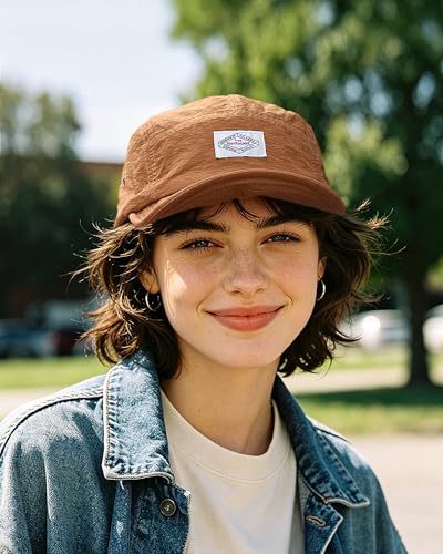 Croogo Short Brim Hat for Men Nylon Quick-Dry 5 Panel Running Baseball Cap - color: Caramel